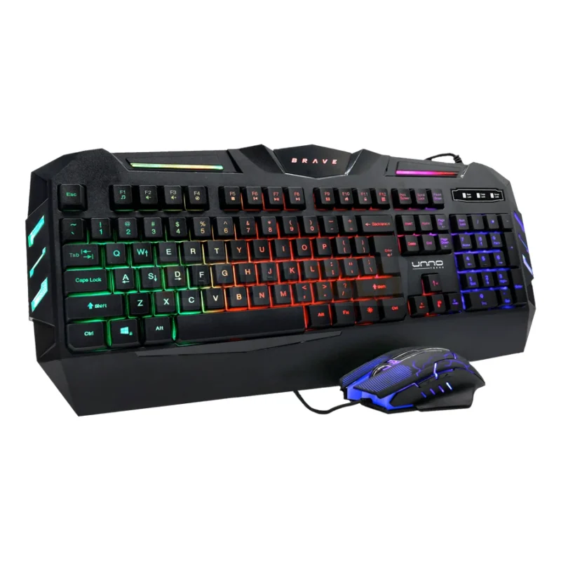 Combo teclado y mouse gaming por cable UNNO Brave BRV82 - KB6782BK